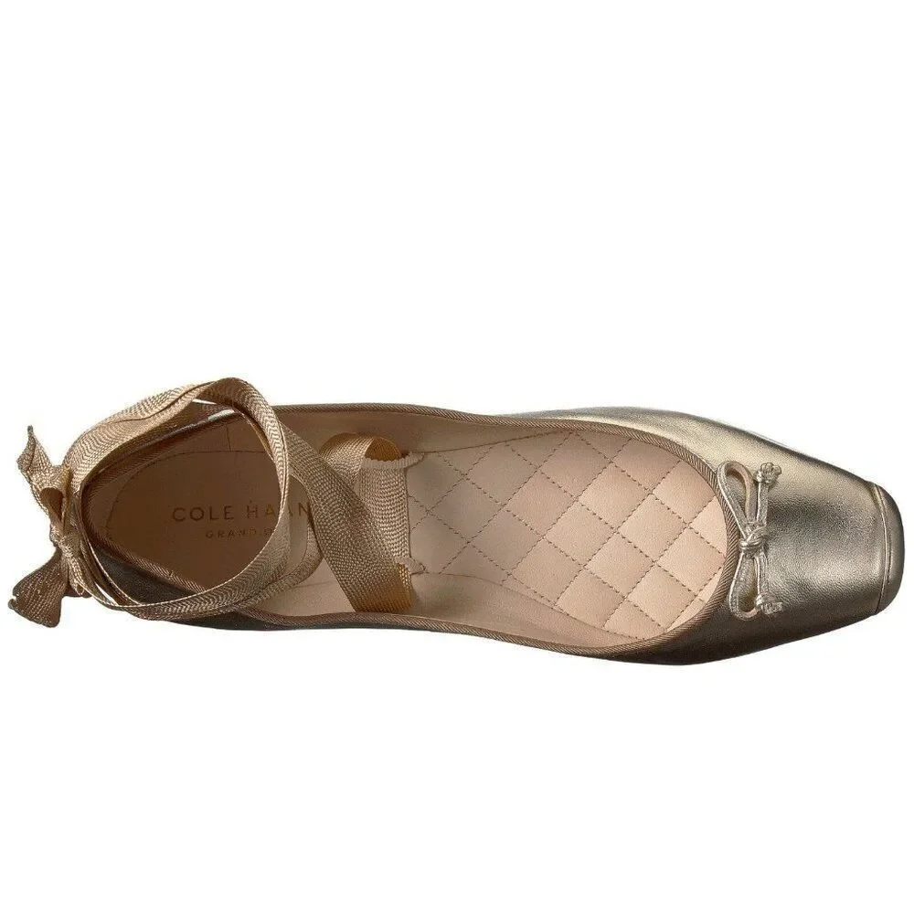 Cole Haan Women's 8.5B Downtown Ballet Gold Metallic Flats - New